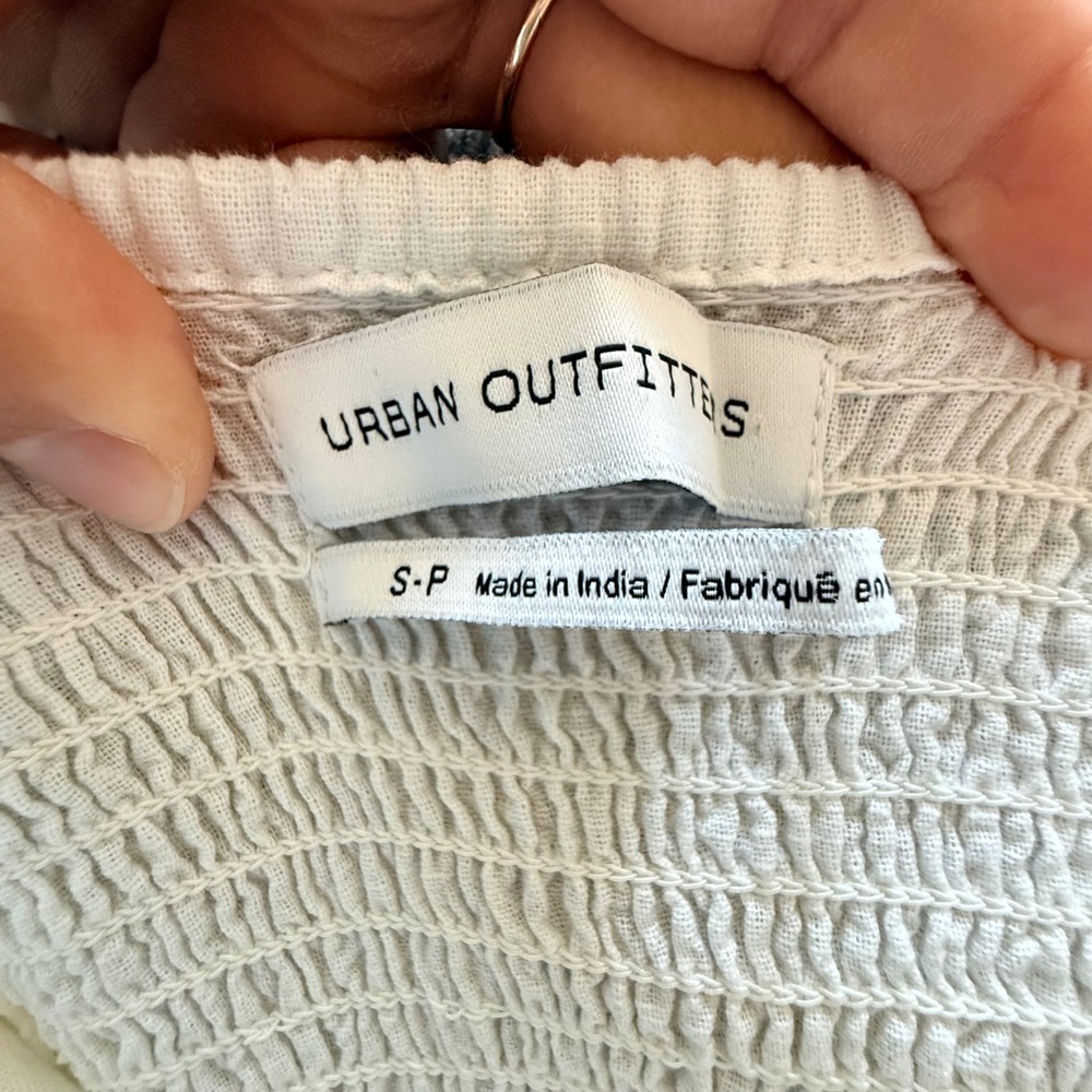 Urban Outfitters White Cotton Button Down Tie Strap Tiered Midi Dress Womens S - Picture 6 of 16